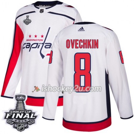 Mænd NHL Washington Capitals Trøje Alex Ovechkin 8 2018 Stanley Cup Final Patch Adidas Hvid Authentic